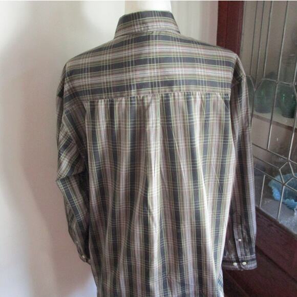 Puritan Green Plaid Button Down Shirt Men Size M Wrinkle Resistant Long Sleeve - Picture 6 of 16